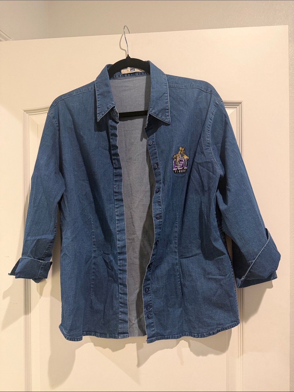 Denim button down shirt lsu embroidery size large